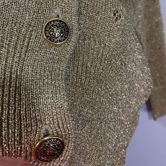 WOMAN’S RINO ROSSI gold glitter cardigan with nautical buttons. Size medium - Picture 7 of 9